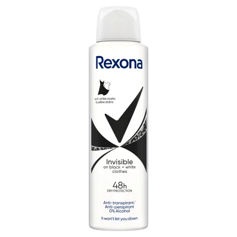 Rexona Invisible on Black + White Clothes izzadásgátló 150 ml termékhez kapcsolódó kép