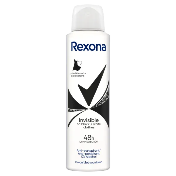 Rexona Invisible on Black + White Clothes izzadásgátló 150 ml termékhez kapcsolódó kép