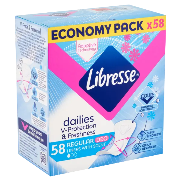 Libresse Dailies V-Protection & Freshness Regular Deo illatosított tisztasági betét 58 db termékhez kapcsolódó kép