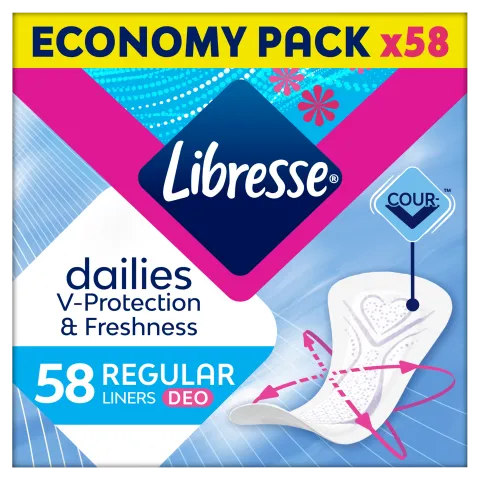Libresse Dailies V-Protection & Freshness Regular Deo illatosított tisztasági betét 58 db termékhez kapcsolódó kép