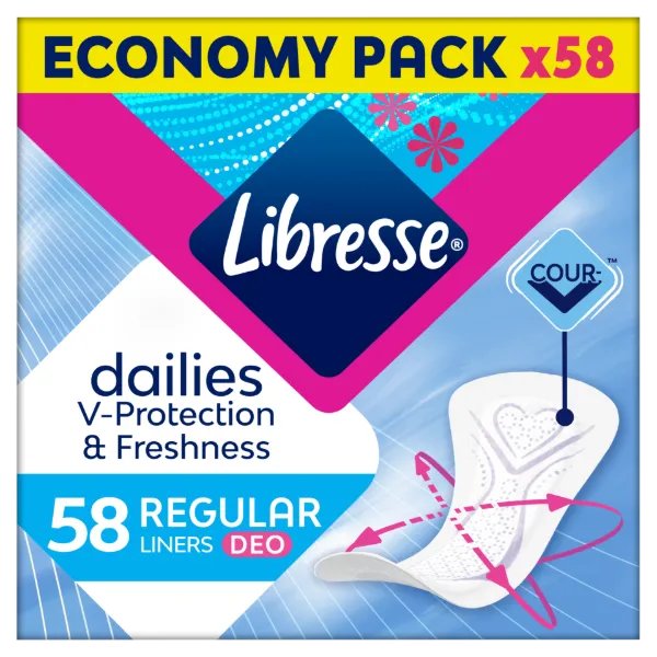 Libresse Dailies V-Protection & Freshness Regular Deo illatosított tisztasági betét 58 db termékhez kapcsolódó kép