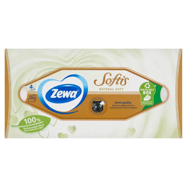 Zewa Softis Natural Soft dobozos papír zsebkendő 4 rétegű 80 db termékhez kapcsolódó kép