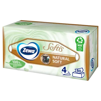 Zewa Softis Natural Soft dobozos papír zsebkendő 4 rétegű 80 db termékhez kapcsolódó kép
