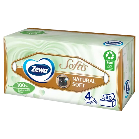 Zewa Softis Natural Soft dobozos papír zsebkendő 4 rétegű 80 db termékhez kapcsolódó kép