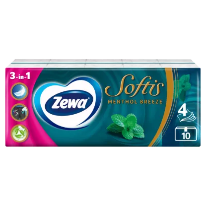 Zewa Softis Menthol Breeze illatosított papír zsebkendő 4 rétegű 10 x 9 db termékhez kapcsolódó kép