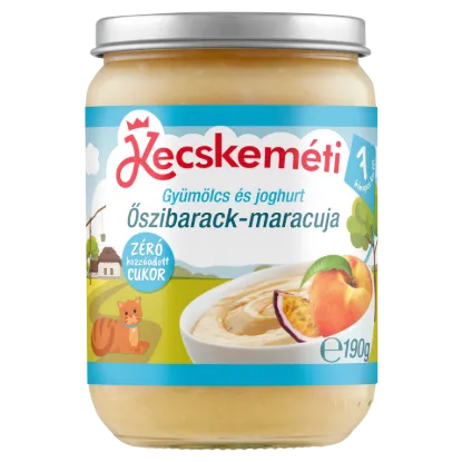 Kecskeméti bio gyümölcs és joghurt őszibarack-maracuja bébidesszert 7 hónapos kortól 190 g termékhez kapcsolódó kép