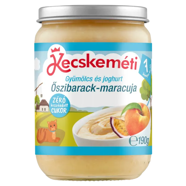 Kecskeméti bio gyümölcs és joghurt őszibarack-maracuja bébidesszert 7 hónapos kortól 190 g termékhez kapcsolódó kép