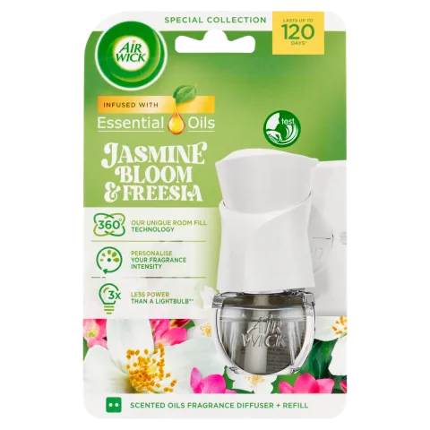 Air Wick Essential Oils Virágzó Jázmin és frézia elektromos légfrissítő készülék & utántöltő 19 ml termékhez kapcsolódó kép