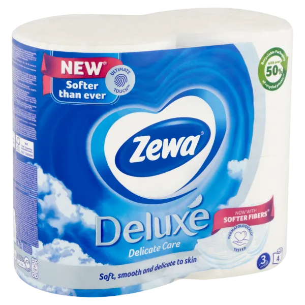 Zewa Deluxe Delicate Care toalettpapír 3 rétegű 4 tekercs termékhez kapcsolódó kép