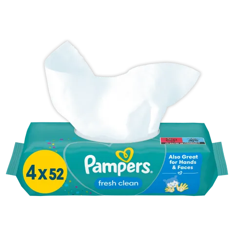 Pampers Fresh Clean Nedves Törlőkendő, 4 csomag = 208 db termékhez kapcsolódó kép