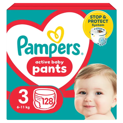 Pampers Active Baby Bugyipelenka, Méret 3, 128 Bugyipelenka, 6kg-11kg termékhez kapcsolódó kép