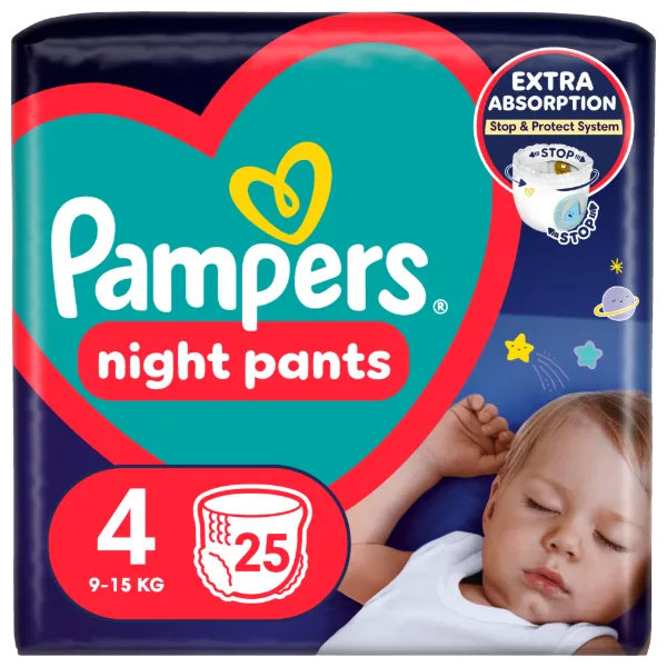Pampers Night Pants Éjszakai Bugyipelenka, Méret: 4, 25 db, 9kg-15kg termékhez kapcsolódó kép