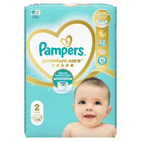 Pampers Premium Care, Méret: 2, 68 Pelenka, 4kg-8kg termékhez kapcsolódó kép