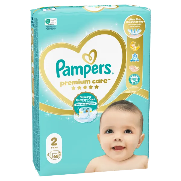 Pampers Premium Care, Méret: 2, 68 Pelenka, 4kg-8kg termékhez kapcsolódó kép