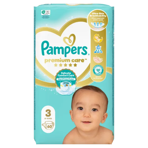 Pampers Premium Care, Méret: 3, 60 Pelenka, 6kg-10kg termékhez kapcsolódó kép