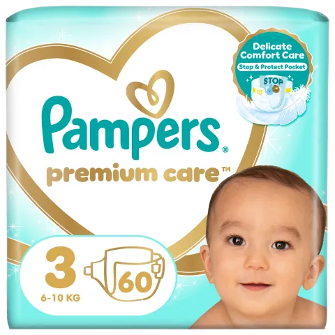 Pampers Premium Care, Méret: 3, 60 Pelenka, 6kg-10kg termékhez kapcsolódó kép