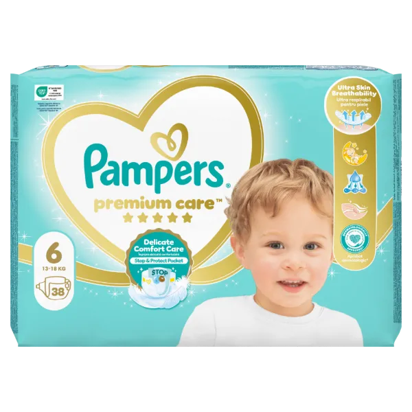 Pampers Premium Care, Méret: 6, 38 Pelenka, 13kg-18kg termékhez kapcsolódó kép