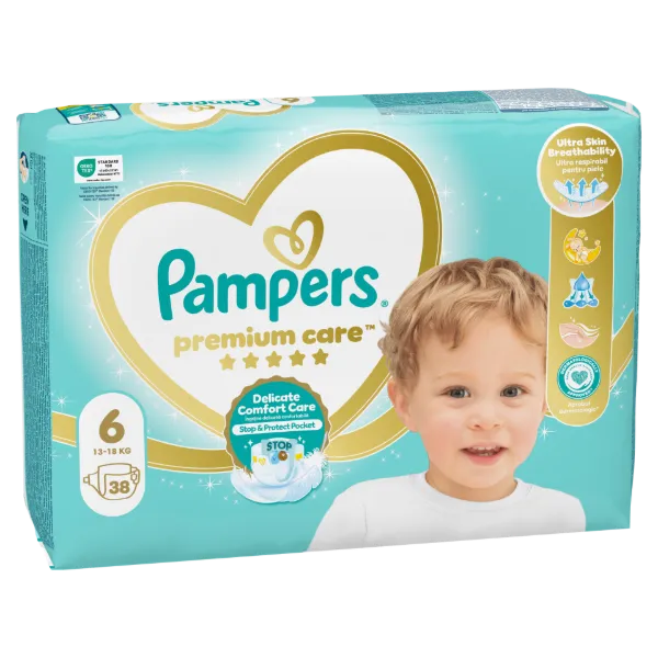 Pampers Premium Care, Méret: 6, 38 Pelenka, 13kg-18kg termékhez kapcsolódó kép