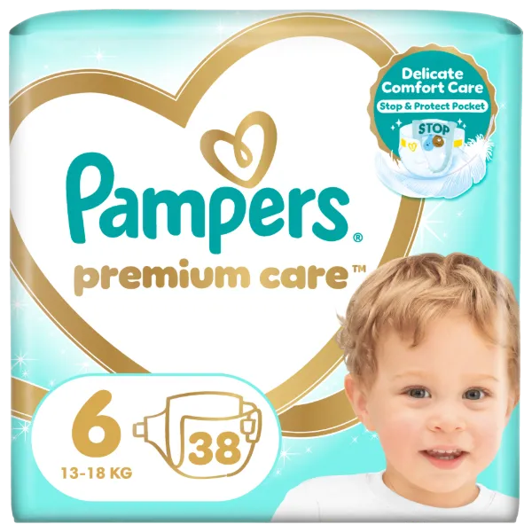 Pampers Premium Care, Méret: 6, 38 Pelenka, 13kg-18kg termékhez kapcsolódó kép