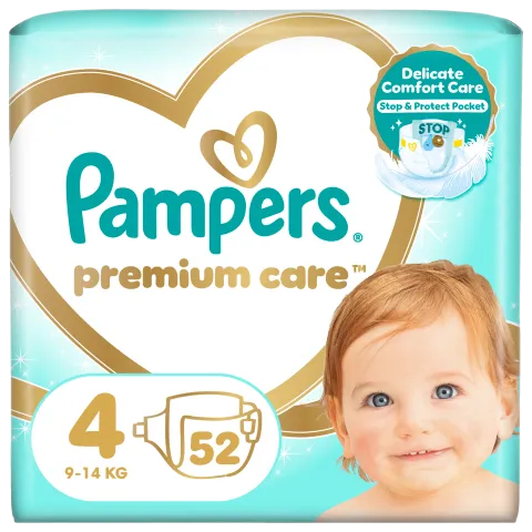 Pampers Premium Care, Méret: 4, 52 Pelenka, 9kg-14kg termékhez kapcsolódó kép