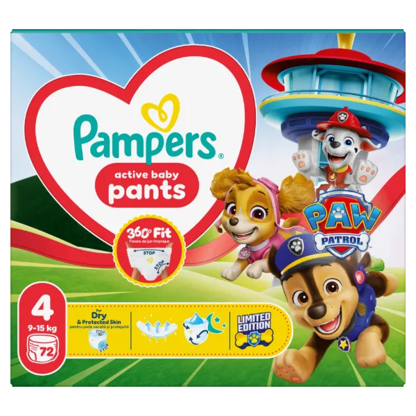 Pampers Active Baby Bugyipelenka Mancs Őrjárat Kiadás, Méret: 4, 72 db Pelenka, 9kg-15kg termékhez kapcsolódó kép