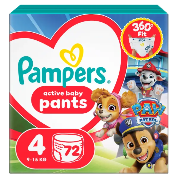Pampers Active Baby Bugyipelenka Mancs Őrjárat Kiadás, Méret: 4, 72 db Pelenka, 9kg-15kg termékhez kapcsolódó kép