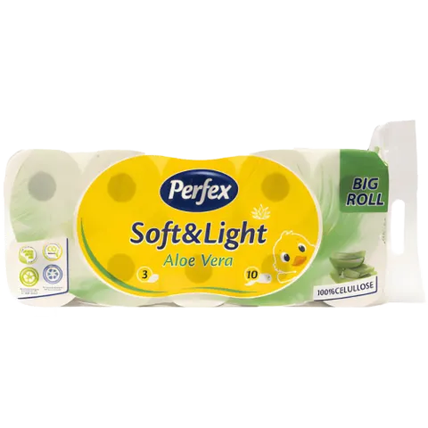 Boni Perfex Soft and Light toalettpapír 3 rétegű 10 tekercs 125 lap Aloe vera termékhez kapcsolódó kép