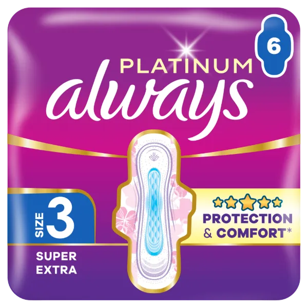 Always Platinum Night (3-as méret) Szárnyas Egészségügyi Betét, 6 db termékhez kapcsolódó kép