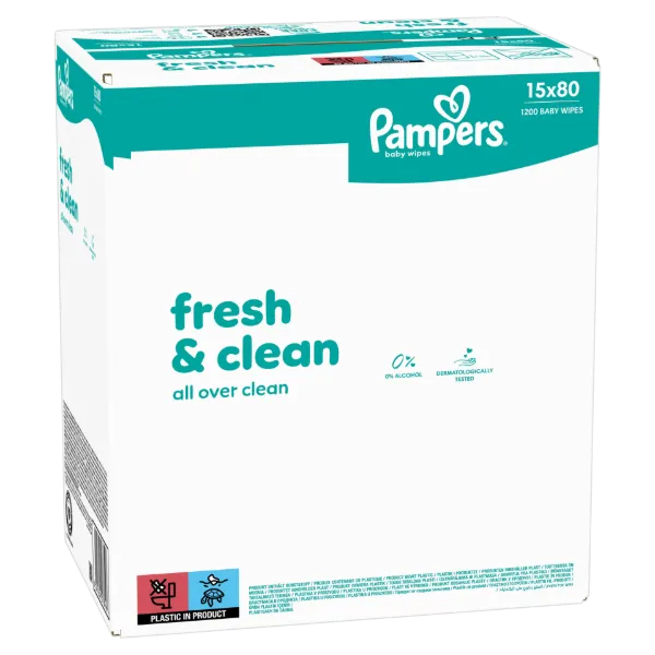 Pampers Fresh Clean Baby Nedves Törlőkendő, 15 Csomag x 80 Törlőkendő  db Baba Nedves Törlőkendő termékhez kapcsolódó kép