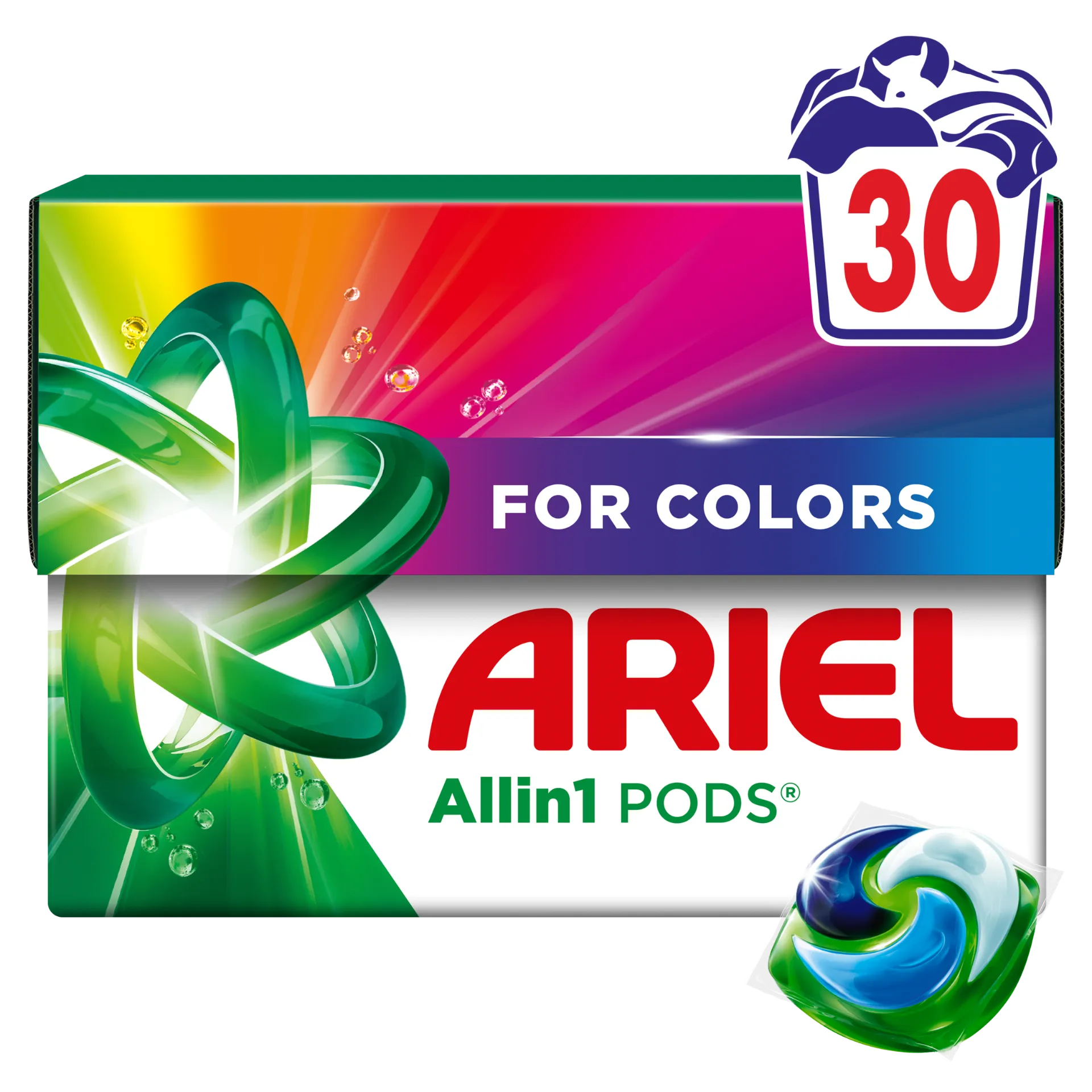 Ariel Allin1 PODS Folyékony Mosókapszula Színes Ruhákhoz, 30 Mosáshoz