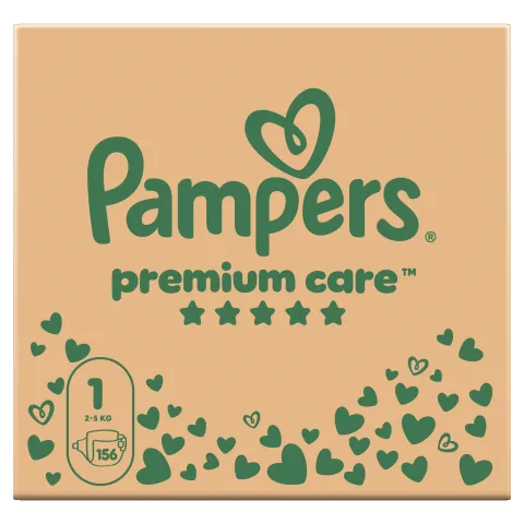 Pampers Premium Care Bugyipelenka - havi pelenkacsomag, Méret: 1, 156 db, 2kg-5kg termékhez kapcsolódó kép