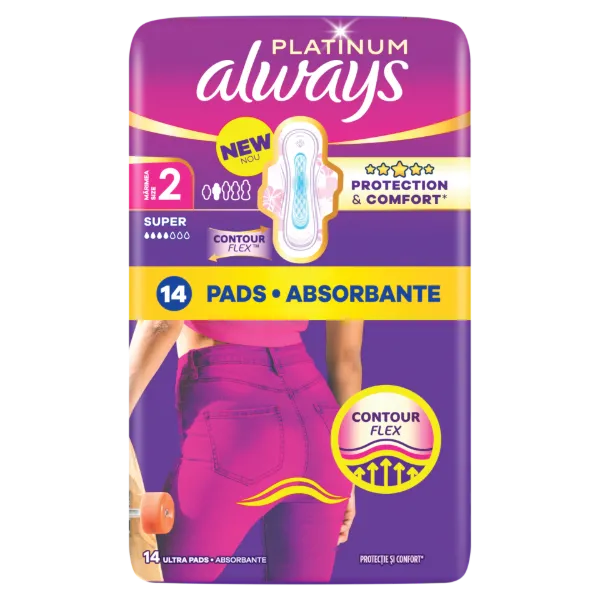 Always Platinum Super (2-es méret) Szárnyas Egészségügyi Betét, 14 db termékhez kapcsolódó kép