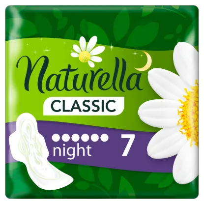 Naturella Classic Night Camomile Egészségügyi Betét szárnyas betét x7 termékhez kapcsolódó kép