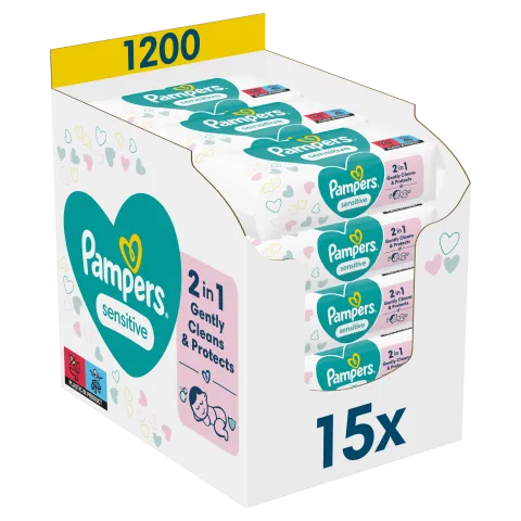 Pampers Sensitive Nedves Törlőkendő, 15 csomag = 1200 db Törlőkendő termékhez kapcsolódó kép