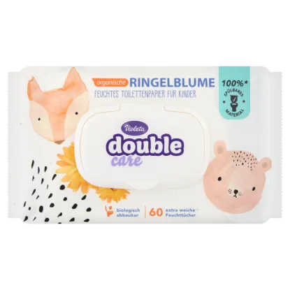 Violeta Double Care nedves WC-papír gyerekeknek körömvirág kivonattal és zöld teával 60 db termékhez kapcsolódó kép