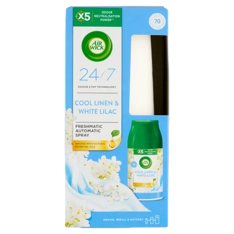 Air Wick Freshmatic Friss Ruha&Fehér Liliom automata légfrissítő készülék és spray utántöltő 250 ml termékhez kapcsolódó kép