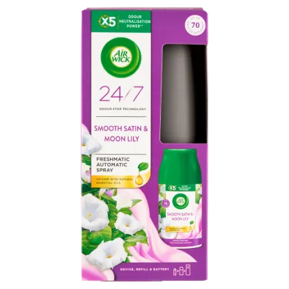 Air Wick Freshmatic Bársonyos Szatén és Éji Liliom automata légfrissítő készülék és utántöltő 250 ml termékhez kapcsolódó kép