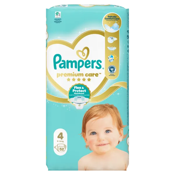 Pampers Premium Care Pelenka, Méret: 4, 52 db, 9kg-14kg termékhez kapcsolódó kép