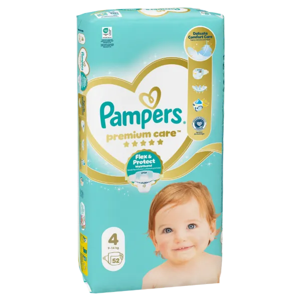 Pampers Premium Care Pelenka, Méret: 4, 52 db, 9kg-14kg termékhez kapcsolódó kép