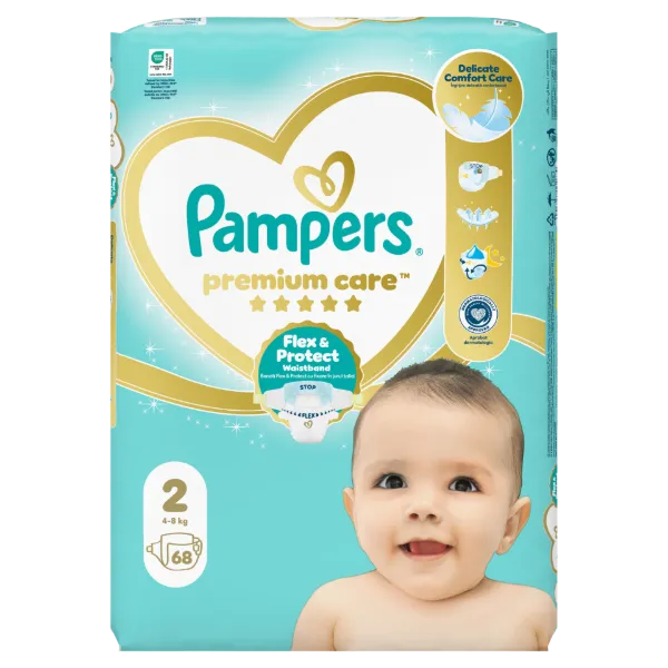 Pampers Premium Care Pelenka, Méret: 2, 68 db, 4kg-8kg termékhez kapcsolódó kép