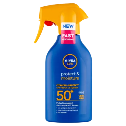 NIVEA SUN Protect & Moisture hidratáló szórófejes naptej FF50+ 270 ml  termékhez kapcsolódó kép