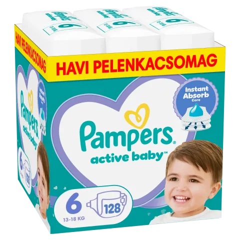 Pampers Active Baby pelenka - havi pelenkacsomag, Méret: 6, 128 db Pelenka, 13kg - 18kg termékhez kapcsolódó kép