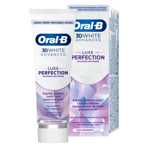 Oral-B 3D White Advanced Luxe Perfection Fogkrém, Hűsítő borsmenta 75 ml termékhez kapcsolódó kép