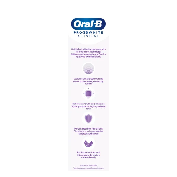 Oral-B Pro 3D White Clinical Radiant White Fogkrém, 75 ml termékhez kapcsolódó kép