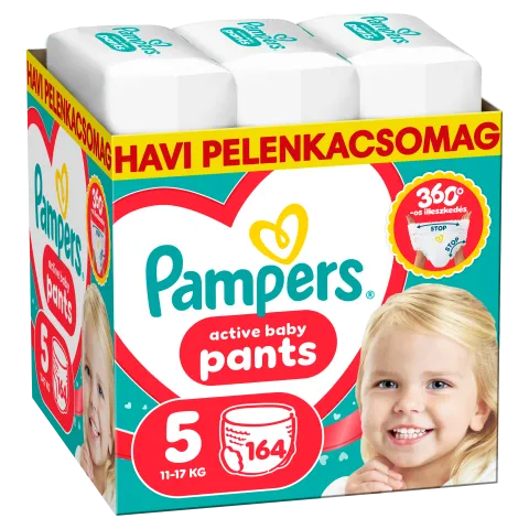 Pampers Active Baby Bugyipelenka, Méret: 5, 164 db Pelenka, 11kg-17kg termékhez kapcsolódó kép