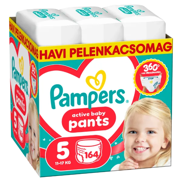 Pampers Active Baby Bugyipelenka, Méret: 5, 164 db Pelenka, 11kg-17kg termékhez kapcsolódó kép