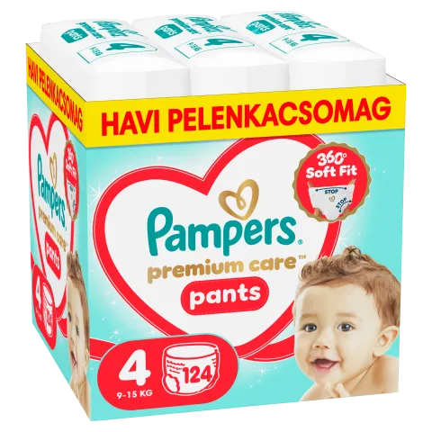 Pampers Premium Care Bugyipelenka, Méret: 4, 124 db Pelenka, 9kg-15kg termékhez kapcsolódó kép