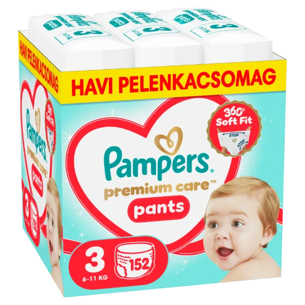 Pampers Premium Care Bugyipelenka, Méret: 3, 152 db Pelenka, 6kg-11kg termékhez kapcsolódó kép
