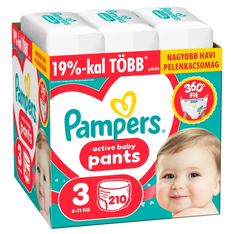 Pampers Active Baby Bugyipelenka, Méret: 3, 214 db Pelenka, 6kg-11kg termékhez kapcsolódó kép