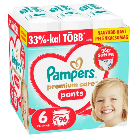 Pampers Premium Care Bugyipelenka, Méret: 6, 96 db Pelenka, 13kg-19kg termékhez kapcsolódó kép